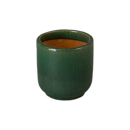 Barrel Green Ceramic Outdoor Planter