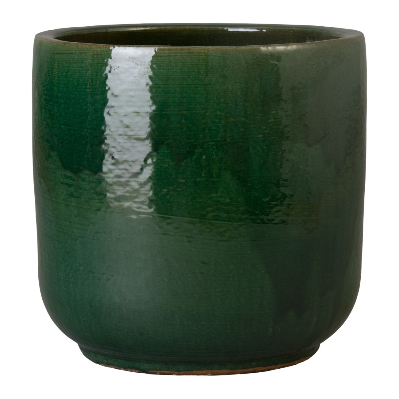 Barrel Green Ceramic Outdoor Planter