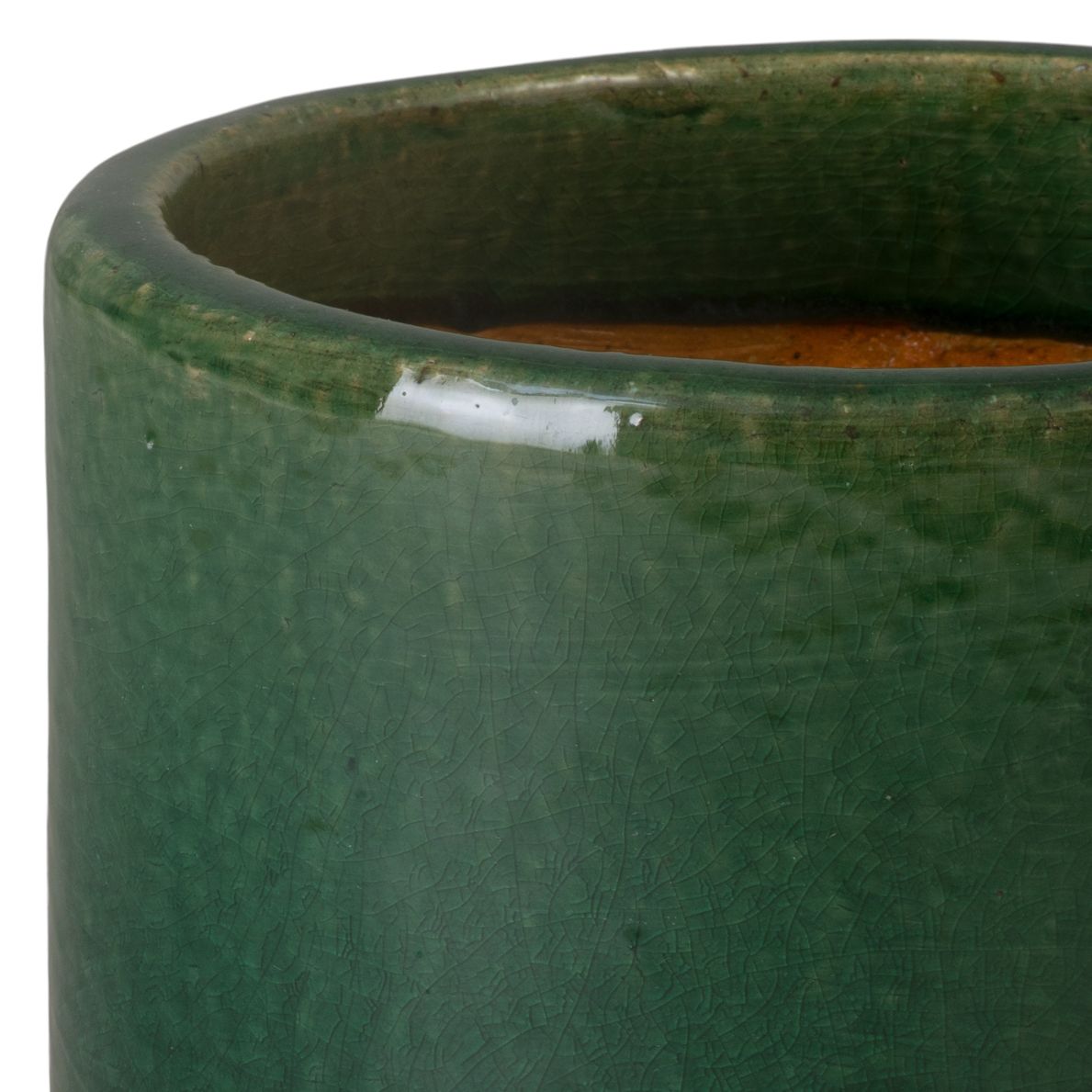 Barrel Green Ceramic Outdoor Planter