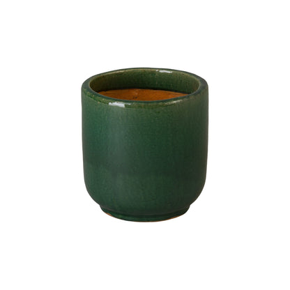 Barrel Green Ceramic Outdoor Planter