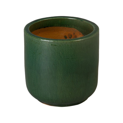 Barrel Green Ceramic Outdoor Planter