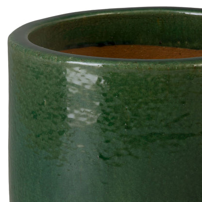 Barrel Green Ceramic Outdoor Planter