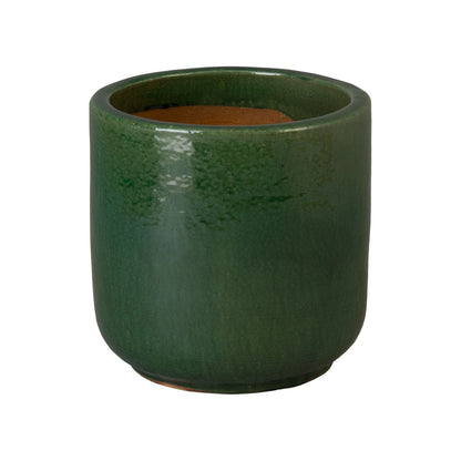 Barrel Green Ceramic Outdoor Planter
