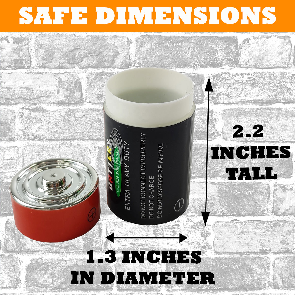 Fake D battery Diversion Safe (2 pack) - Discreet Fake Batteries With Secret Compartments to Hide Valuables