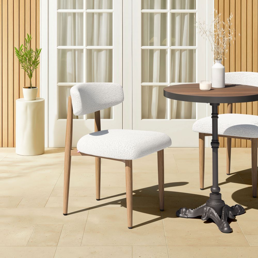 Bege Olefin Fabric Outdoor Dining Chair