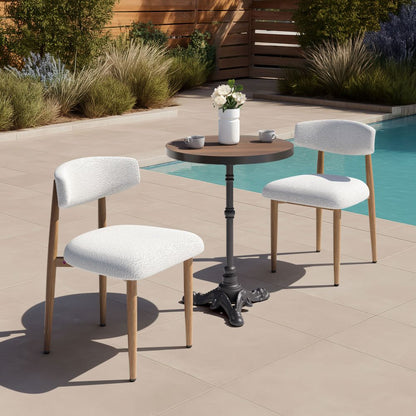 Bege Olefin Fabric Outdoor Dining Chair