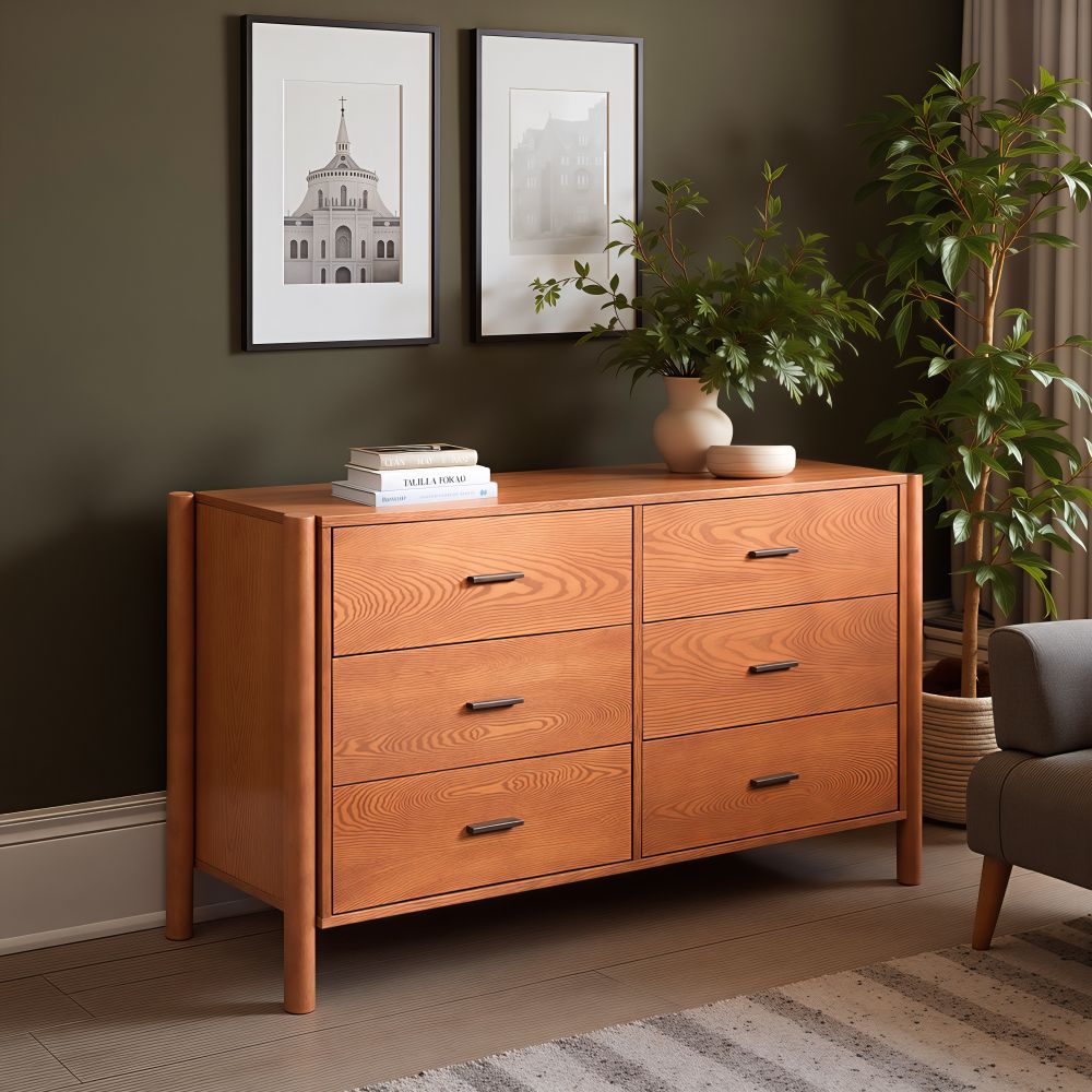 Beleza Six Drawers Wood Dresser