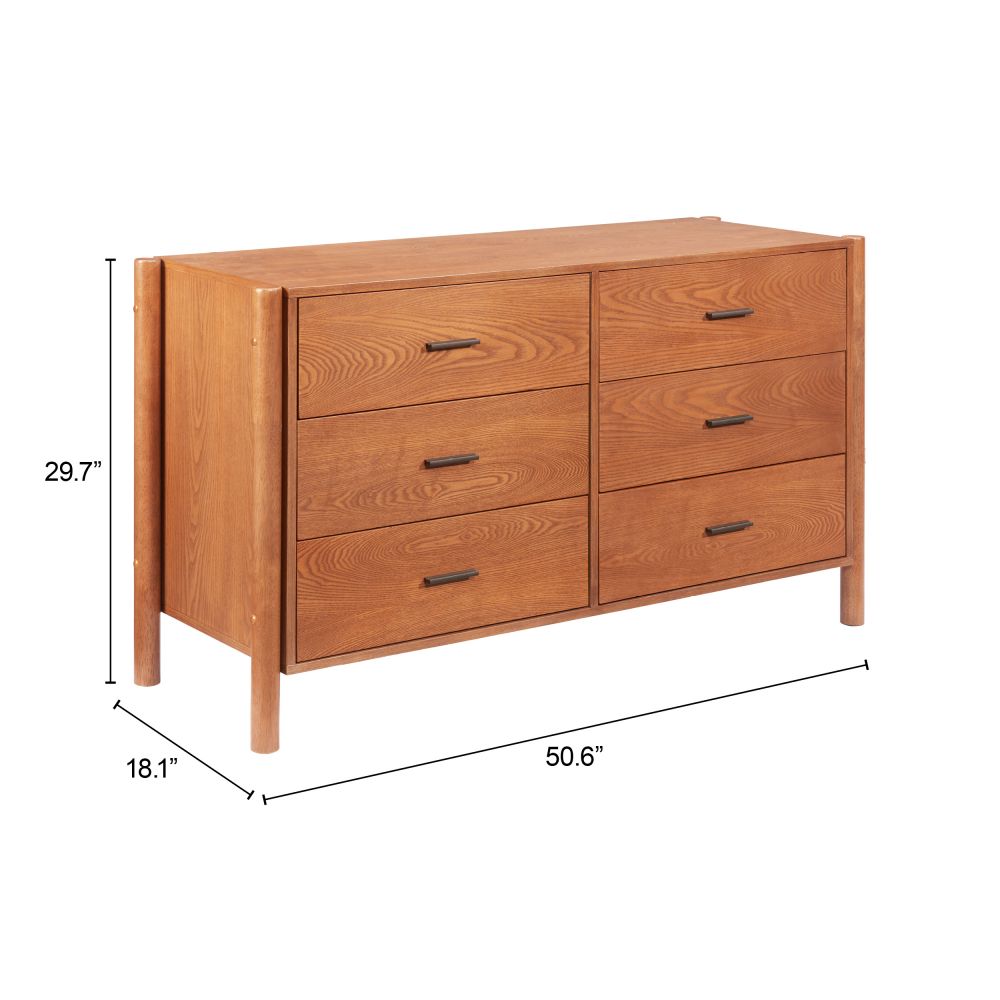 Beleza Six Drawers Wood Dresser
