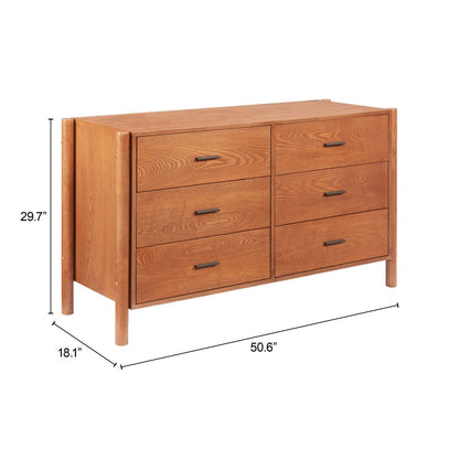 Beleza Six Drawers Wood Dresser