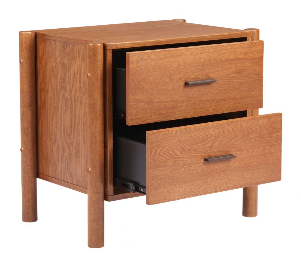 Beleza Two Drawers Wood Nightstand