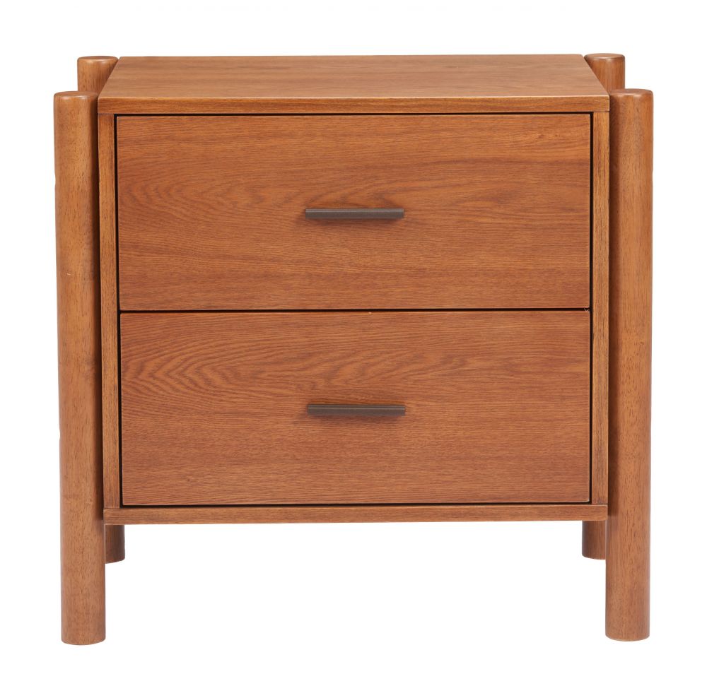 Beleza Two Drawers Wood Nightstand