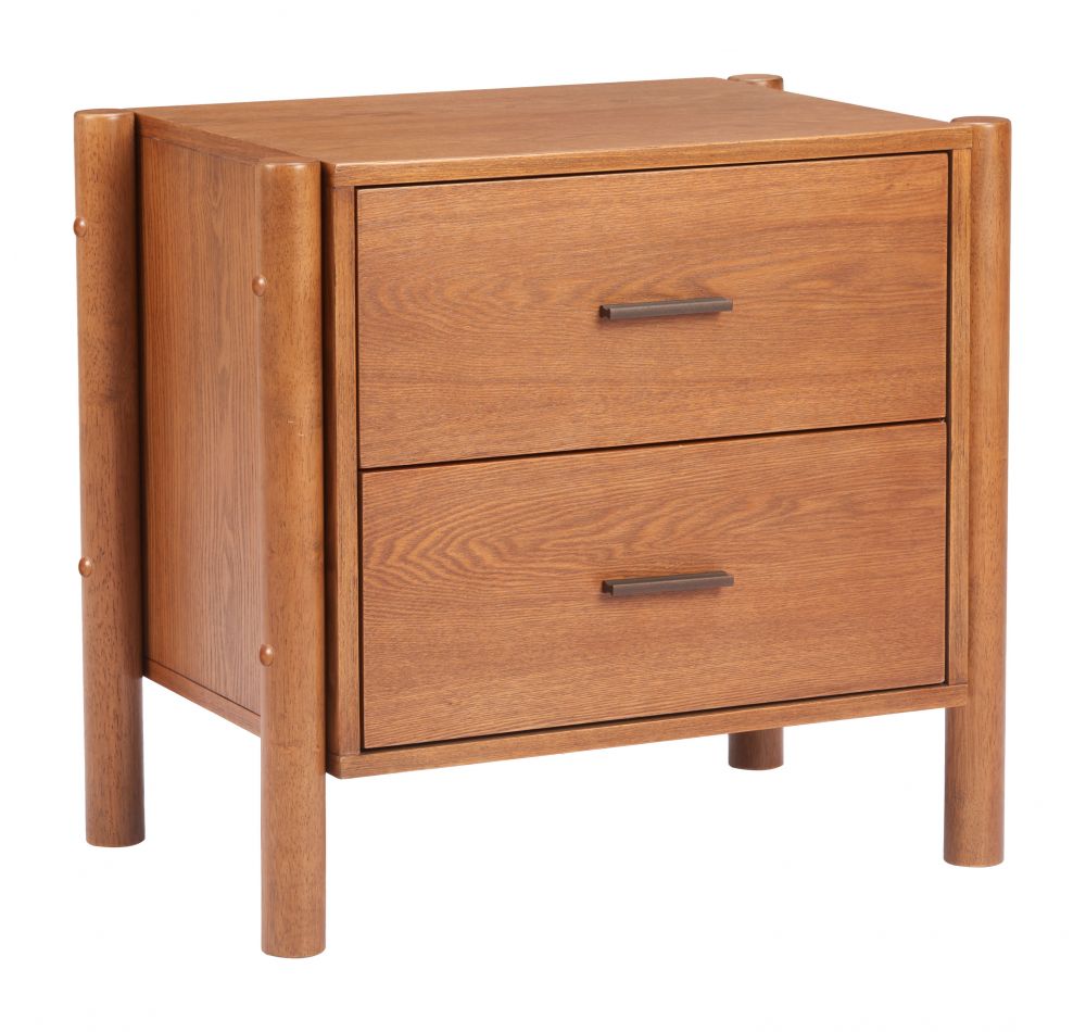 Beleza Two Drawers Wood Nightstand