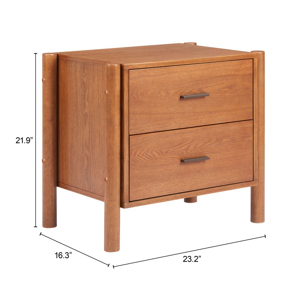 Beleza Two Drawers Wood Nightstand