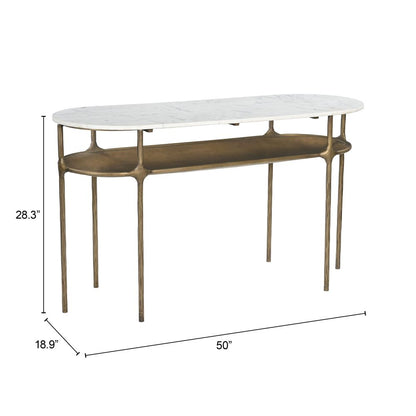 Bild White Marble Top Oval Console Table