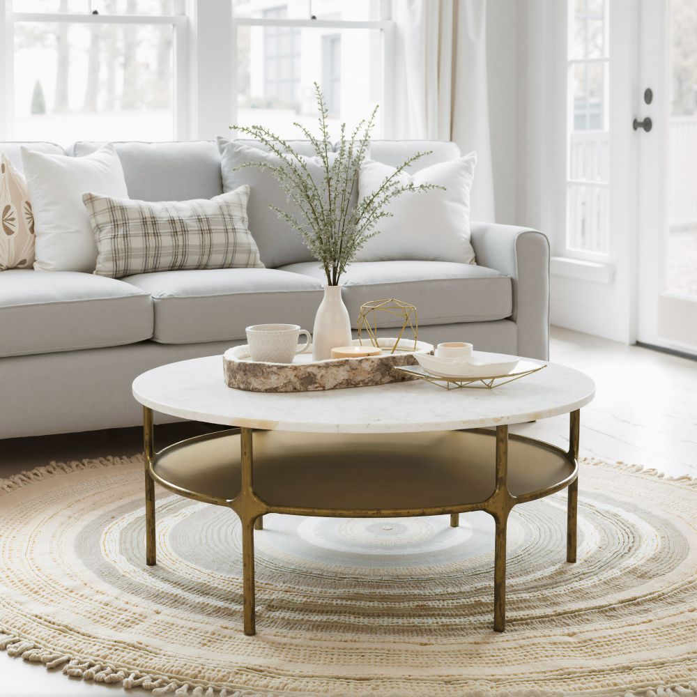 Bild White Marble Top Round Coffee Table