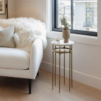 Bild White Marble Top Round Side Table