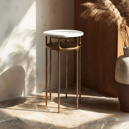 Bild White Marble Top Round Side Table