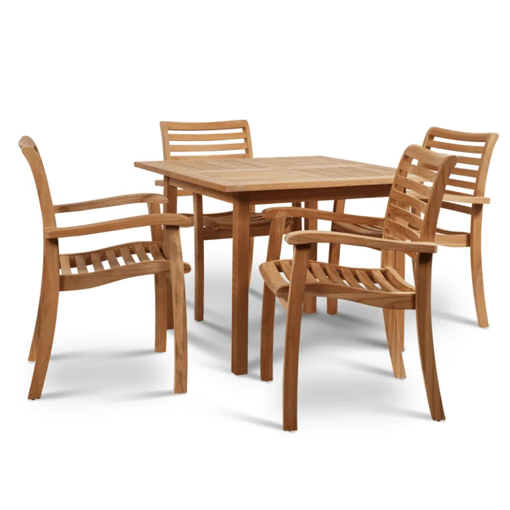 Birmingham Teak Patio Square Dining Set 5PC