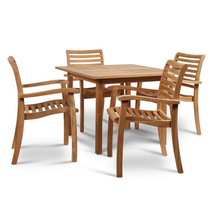 Birmingham Teak Patio Square Dining Set 5PC