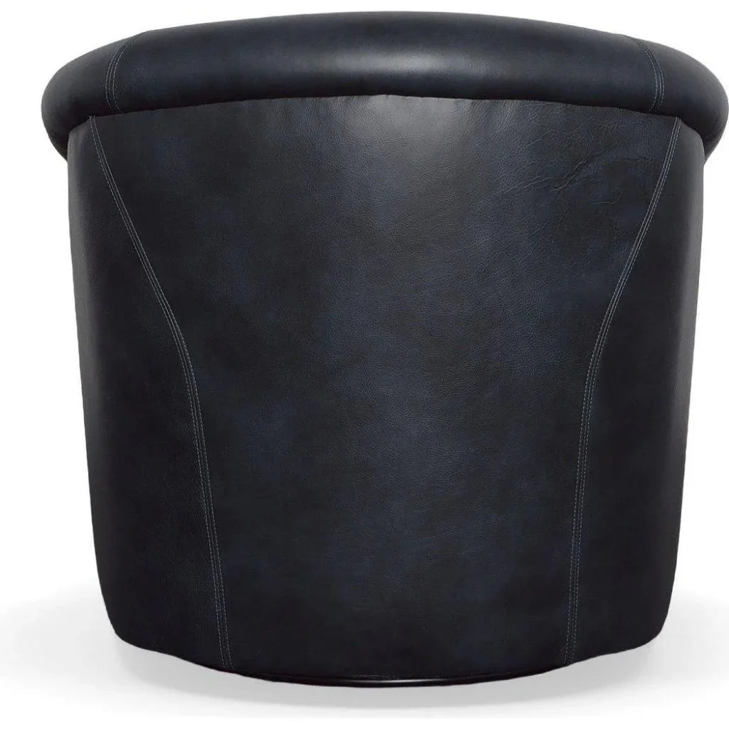 Seattle Black Leather Swivel Club Chair