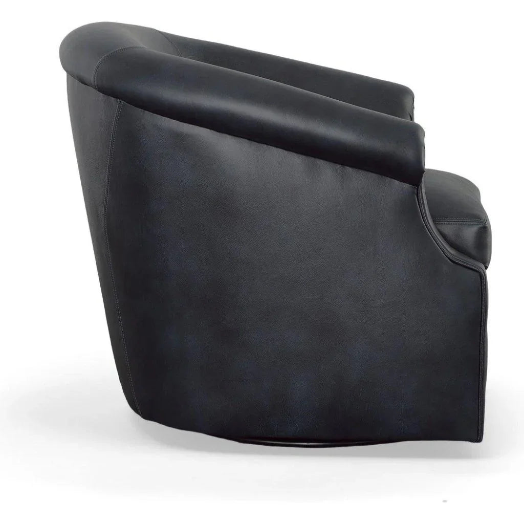 Seattle Black Leather Swivel Club Chair
