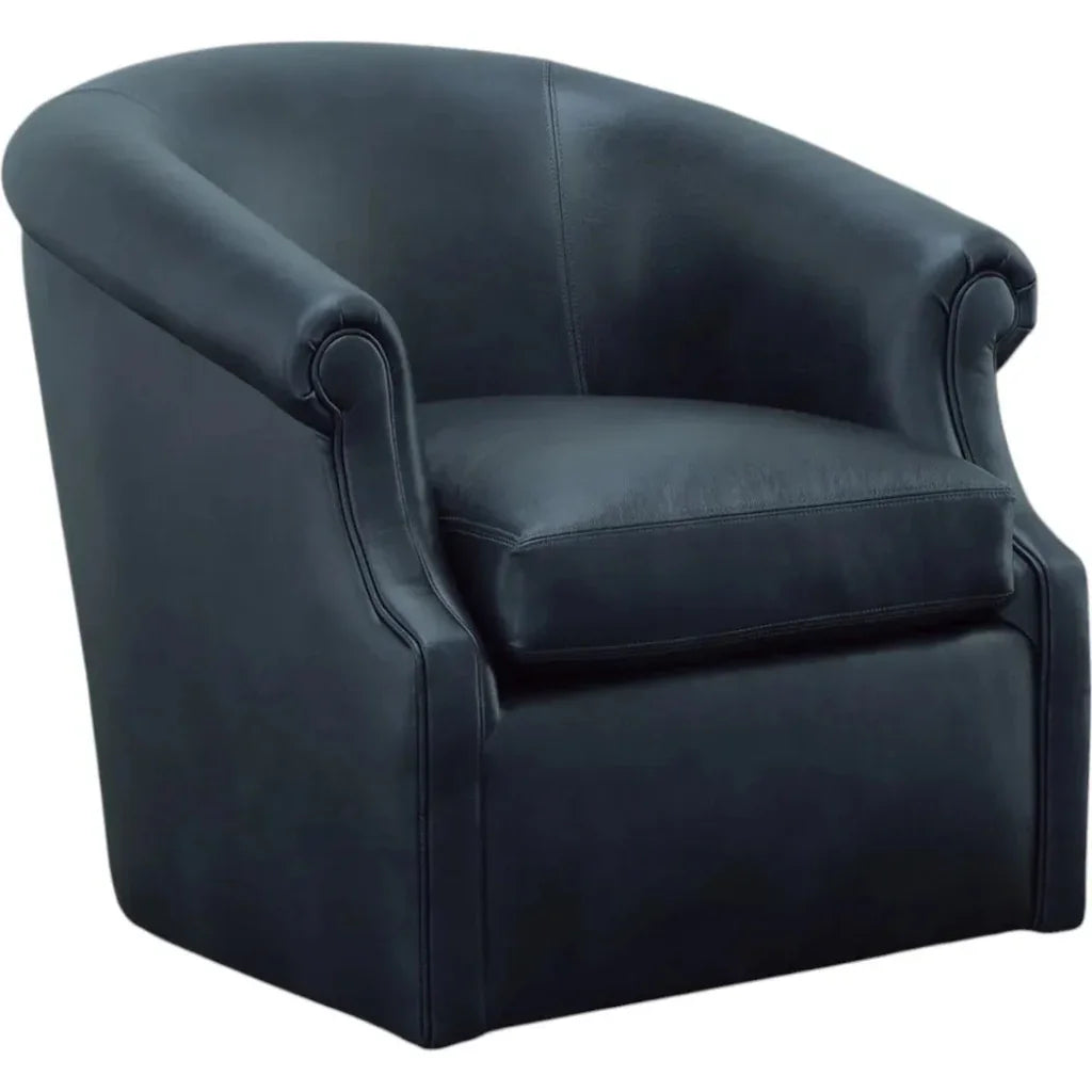 Seattle Black Leather Swivel Club Chair