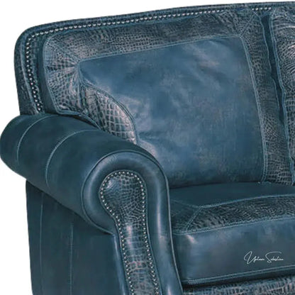Blue Western Couch Blue Alligator Embossed Leather