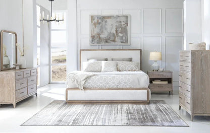 Bodhi Ivory Textured Performance Fabric Bed