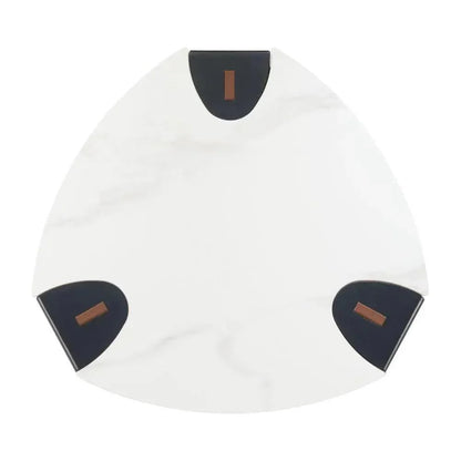 Bogey Stone & Steel White Geometric Side Table