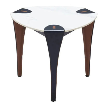 Bogey Stone & Steel White Geometric Side Table