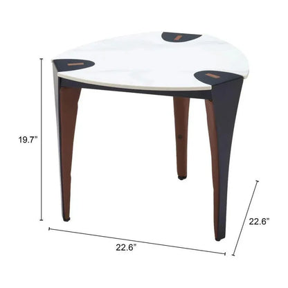 Bogey Stone & Steel White Geometric Side Table