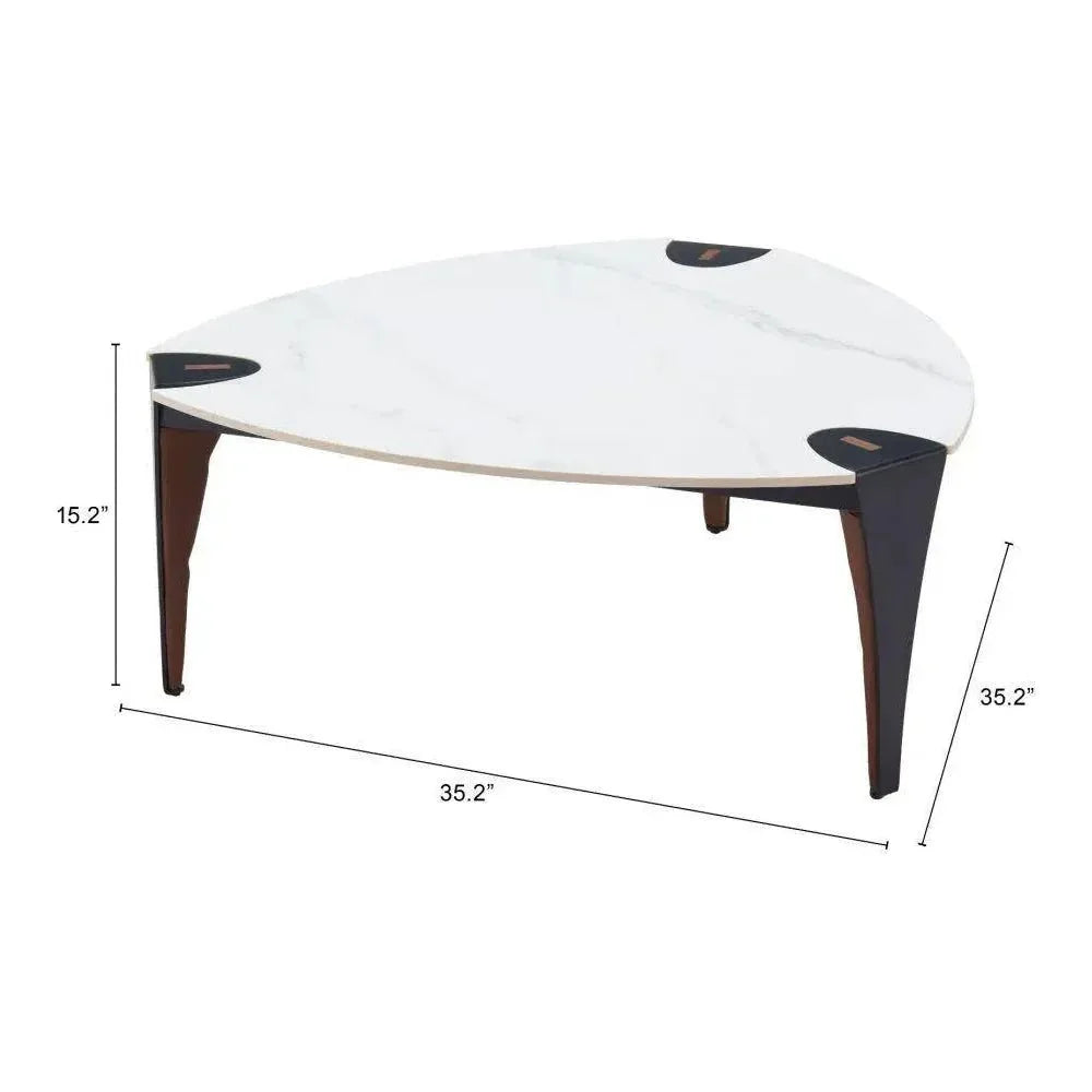 Bogey Stone & Steel White Geometric Side Table