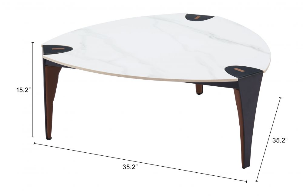 Bogey White Sintered Stone Top Coffee Table