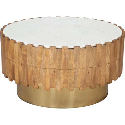 Bombay Wood & Marble Round Coffee Table