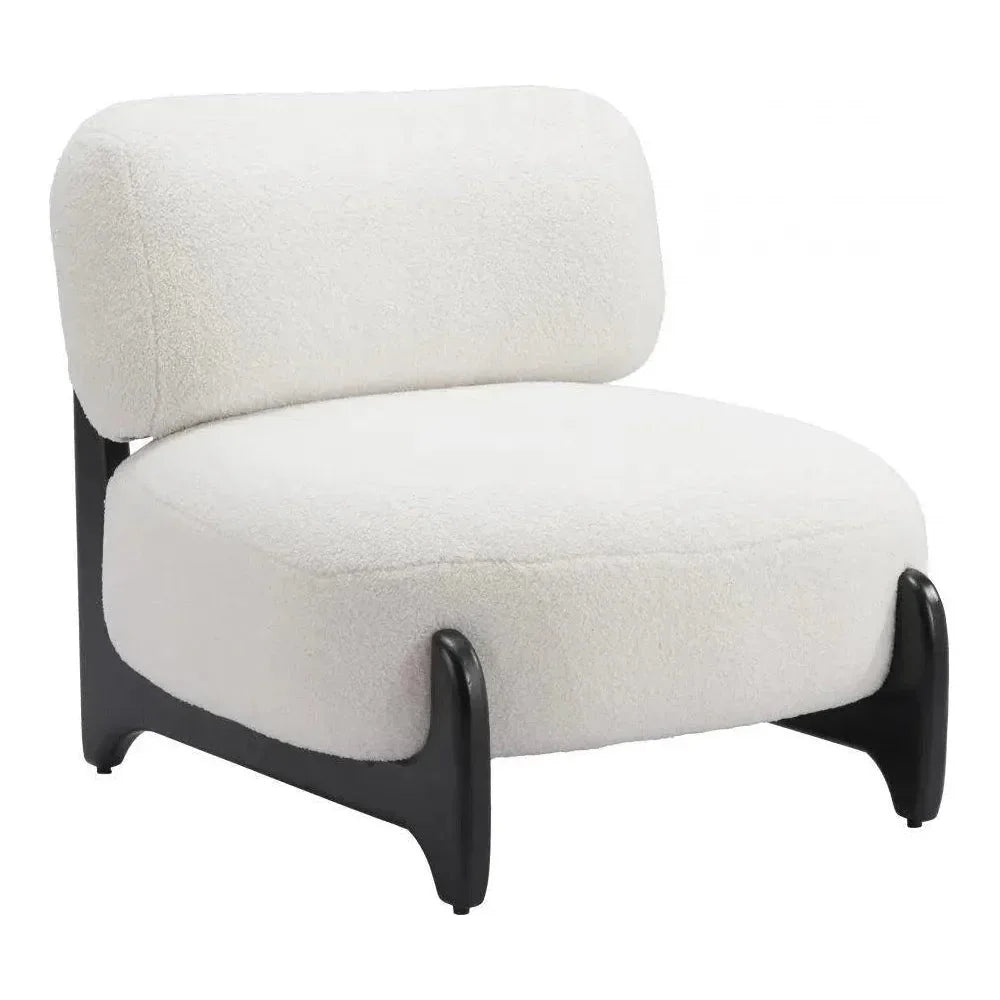Bombo Wood White Armless Accent Chair