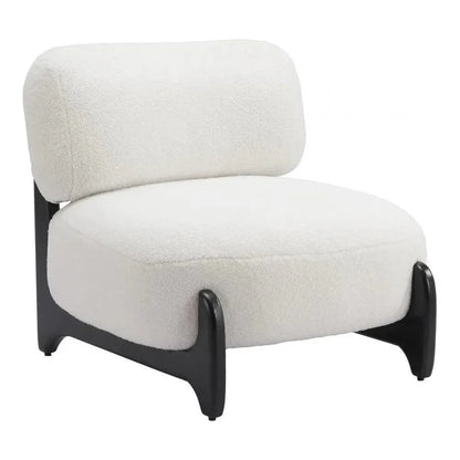 Bombo Wood White Armless Accent Chair
