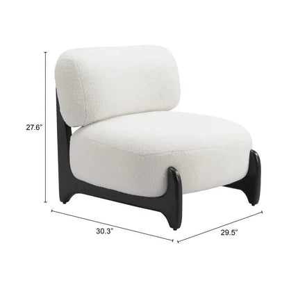 Bombo Wood White Armless Accent Chair
