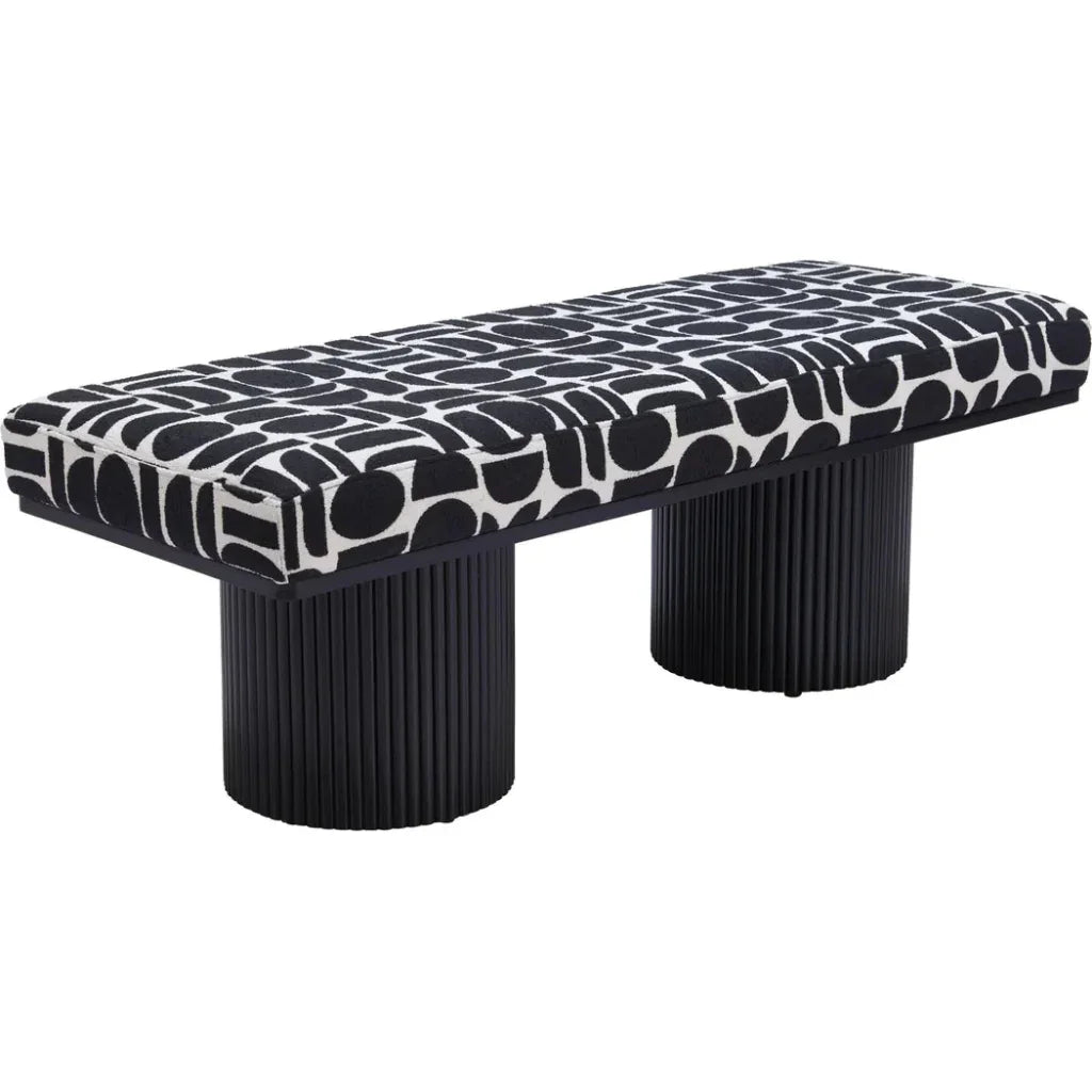 Botoia Wood Black Bench with Plush Fabric