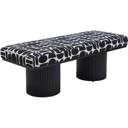 Botoia Wood Black Bench with Plush Fabric