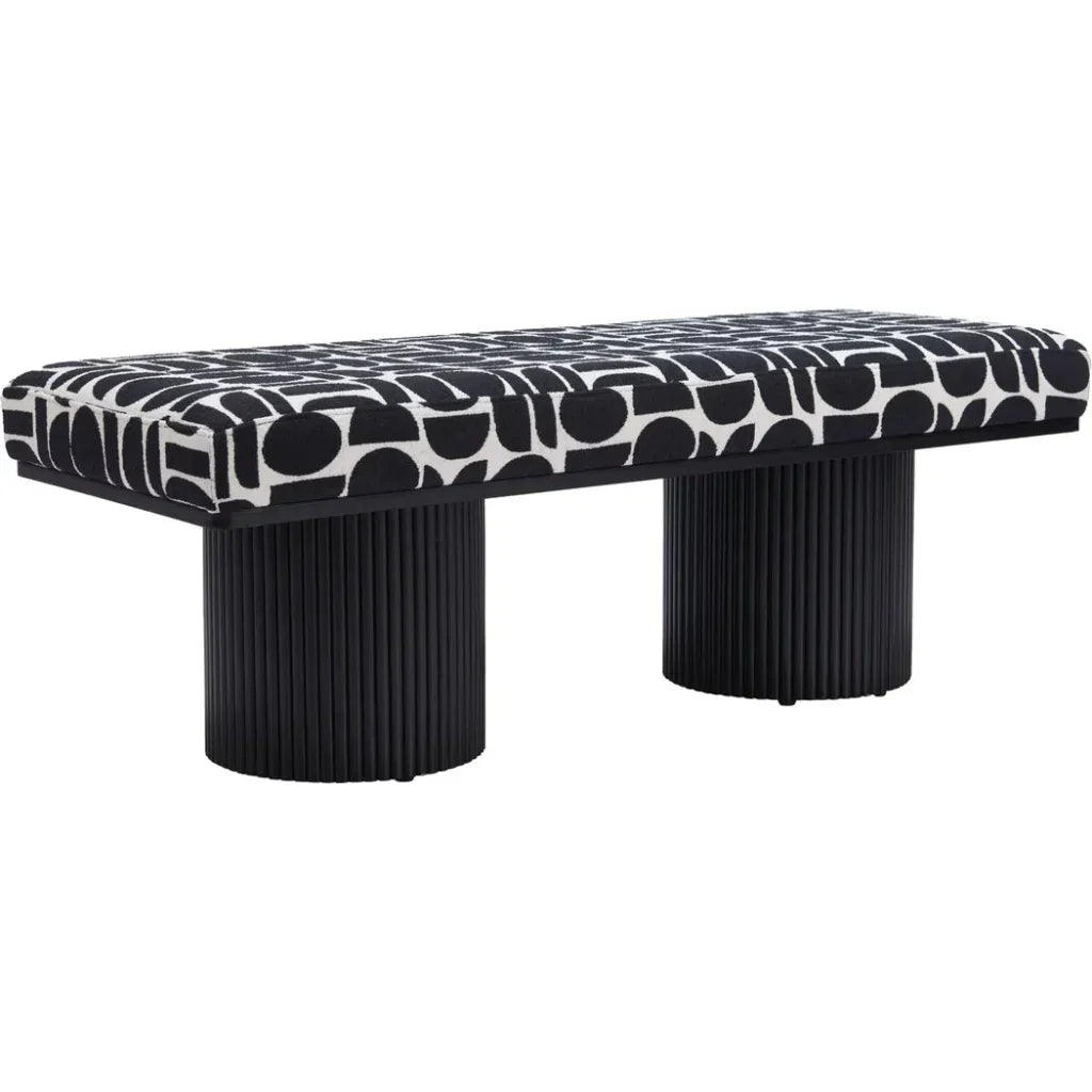 Botoia Wood Black Bench with Plush Fabric