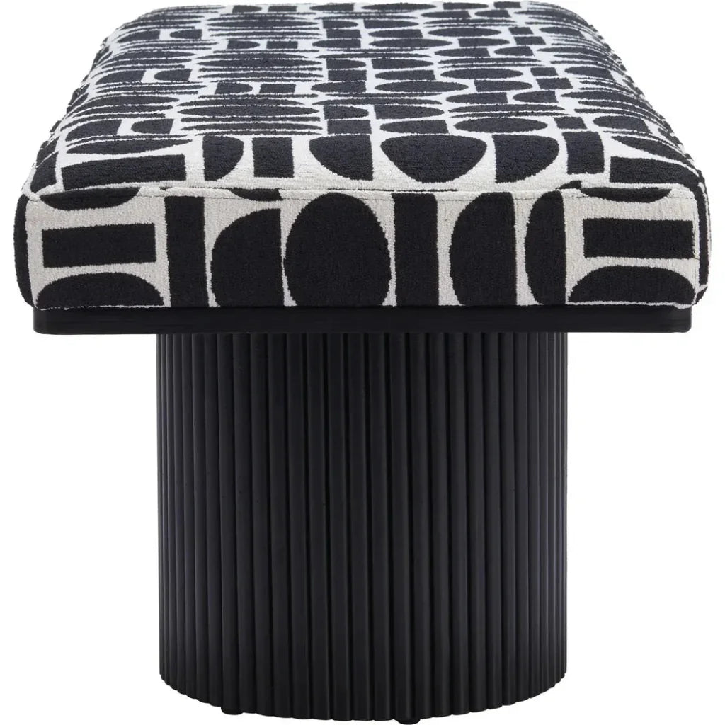 Botoia Wood Black Bench with Plush Fabric