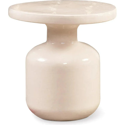 Bottle Accent Table - White Outdoor End Table
