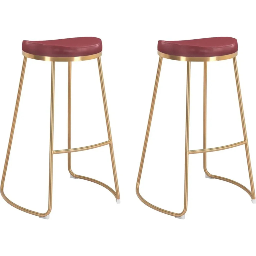 Bree Barstool (Set of 2) Burgundy & Gold