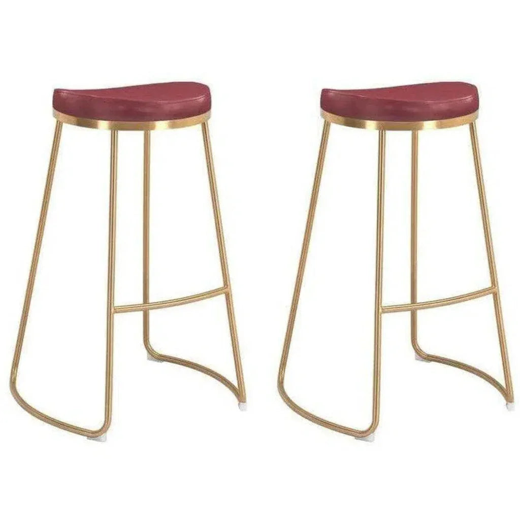 Bree Barstool (Set of 2) Burgundy & Gold