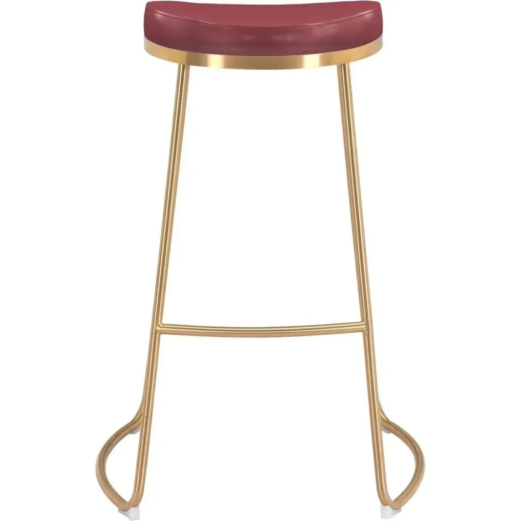 Bree Barstool (Set of 2) Burgundy & Gold