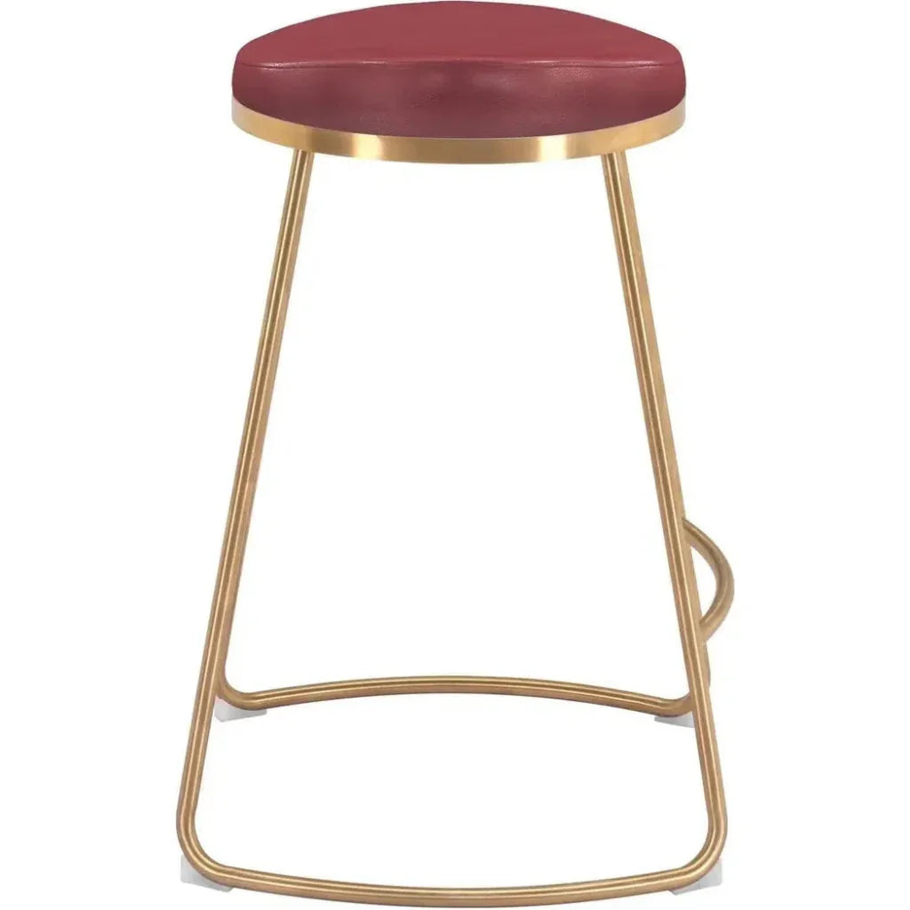 Bree Counter Stool 2PC Burgundy & Gold