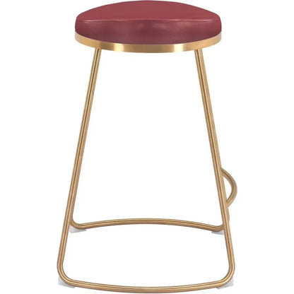 Bree Counter Stool 2PC Burgundy & Gold
