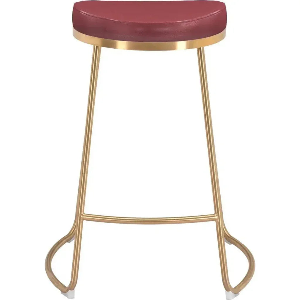 Bree Counter Stool 2PC Burgundy & Gold
