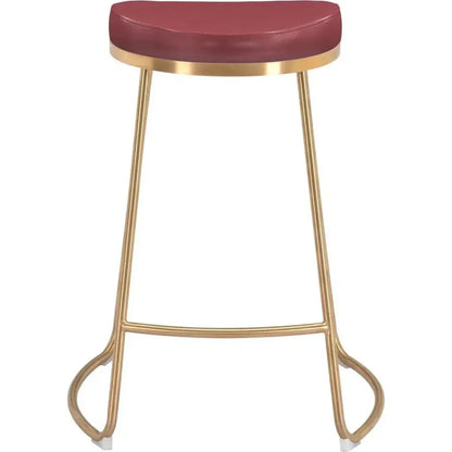 Bree Counter Stool 2PC Burgundy & Gold