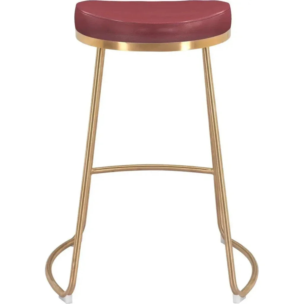 Bree Counter Stool 2PC Burgundy & Gold